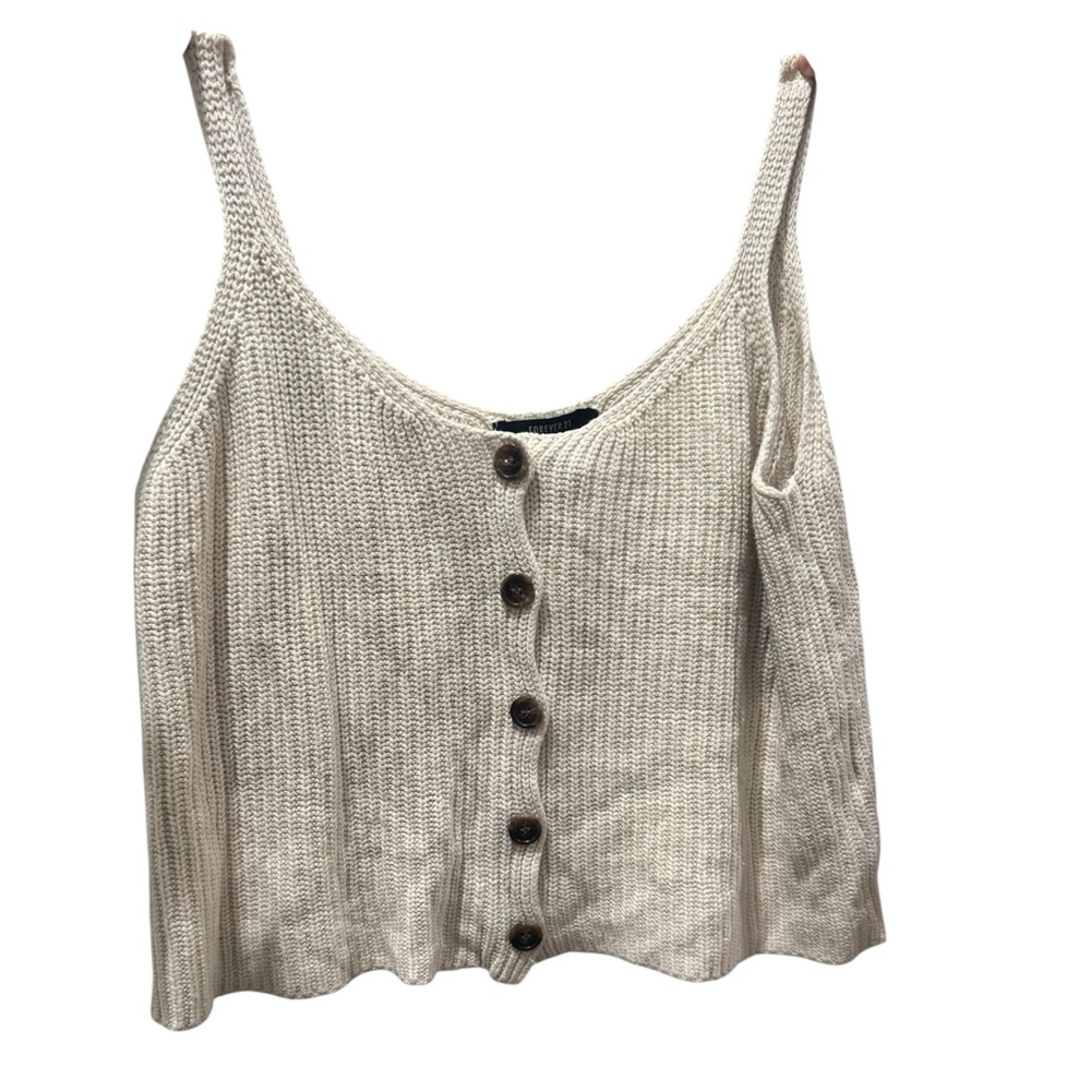 Forever 21 Cream Knit Button-Front Camisole